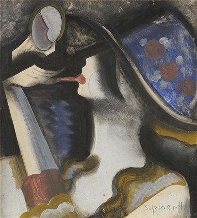 HUGO SCHEIBER "Senza titolo" 
tempera su carta applicata su masonite
cm 43x39
Fi
