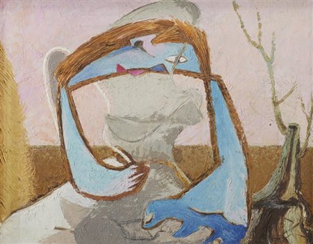 Enrico Prampolini "Figura di donna (tipo "Cassandra")" 1945
olio su tavola
cm 39