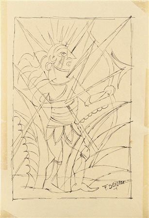 Fortunato Depero "Freccia indiana" 1948 circa
china su carta
cm 28,7x19,8
Firmat
