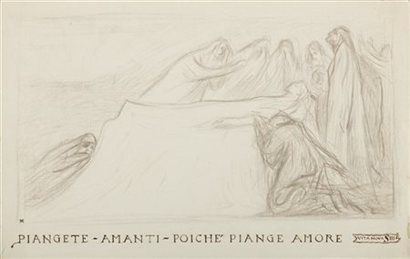 Alberto Martini "Piangete amanti poichè piange amore-vita nova" 
matita e china