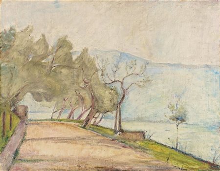 Arturo Tosi "Viale degli Ulivi" 
olio e tecnica mista su tela
cm 70x90
Firmato i