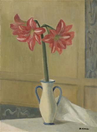 Virgilio Guidi "Vaso di fiori (amarilli)" 1929
olio su tela
cm 75x55
Firmato in