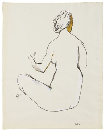 Renato Guttuso "Omaggio a Ingres" 1983
china, acrilico e acquerello su carta
cm