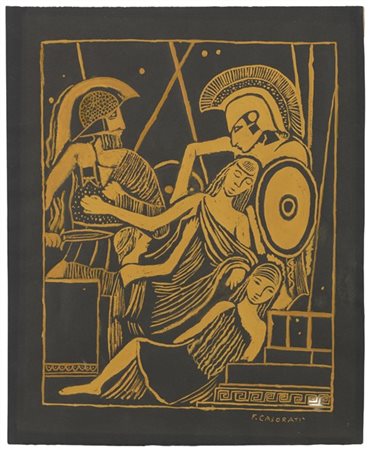 Felice Casorati "Le cavalle di Tracia" 1947 ca.
tempera su cartoncino nero
cm 50
