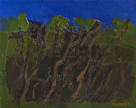 Ennio Morlotti "Paesaggio" 1967
olio su cartone su tela
cm 55x70
Firmato e datat