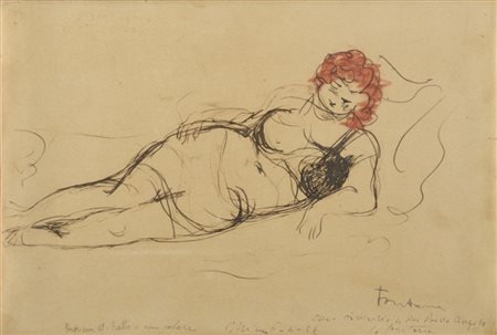 Lucio Fontana "Nudo femminile" 1936
inchiostro e pastello su carta intelata
cm 2