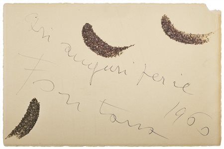 Lucio Fontana "Concetto spaziale" 1960
inchiostro e lustrini su carta
cm 10,5x16