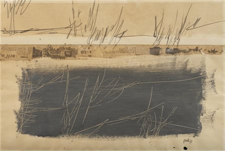 Achille Perilli "Senza titolo" 1959
tempera e matita e collage su carta
cm 47,5x
