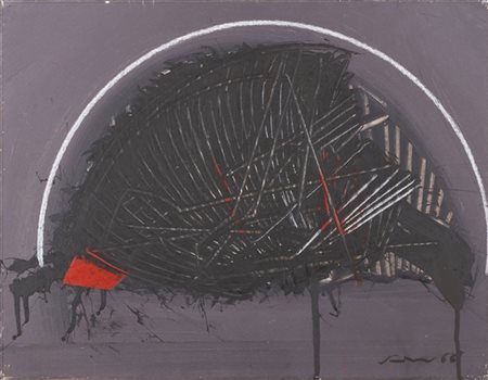 Emilio Scanavino "Lunetta" 1966
acrilico e pastello bianco su cartone
cm 35x45
F