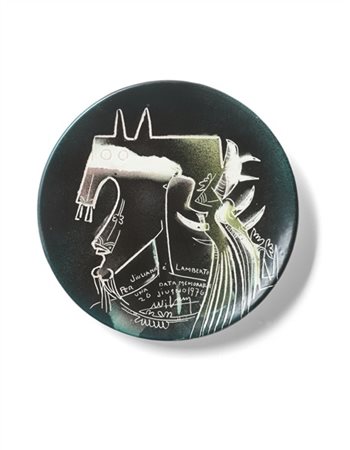 Wifredo Lam "Senza titolo" 1976
ceramica (pezzo unico)
diam. cm 41
Firmato e ded