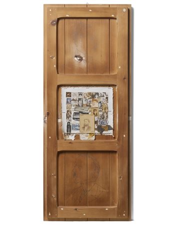 Concetto Pozzati "Fuori della porta" 1979
legno, tecnica mista e collage
cm 87x3