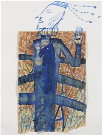 MIMMO PALADINO "Senza titolo" 2001
tecnica mista e collage su carta
cm 41x31
Fir