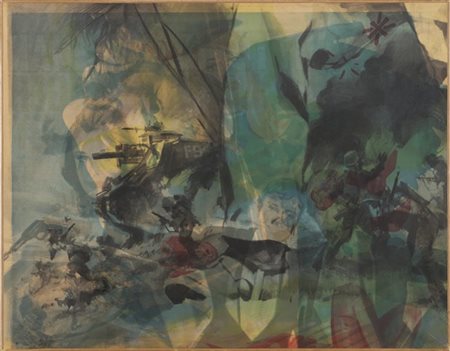 Mimmo Rotella "La guerra e la pace" 1966 - 1967 circa
artypo su tela
cm 78x100
F