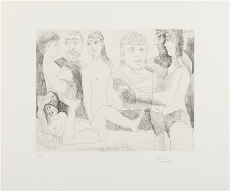 PABLO PICASSO "Femme faisant la sieste, entourée de spectateurs (Serie 347)" 196