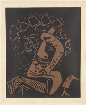 PABLO PICASSO "Tête d'Histrion (Le Danseur)" 1965
Linoleografia su carta Arches