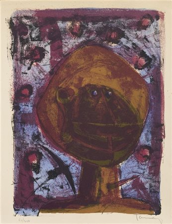 Rufino Tamayo "Cabeza con pajaros" 1958
litografia a colori
cm 32,5x25,3
Firmata