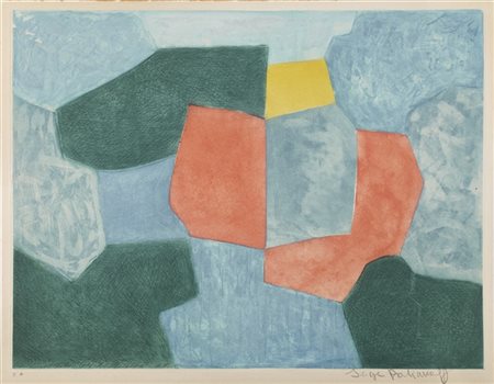 SERGE POLIAKOFF "Composition verte, bleue, rouge et jaune" 1968
acquatinta e acq