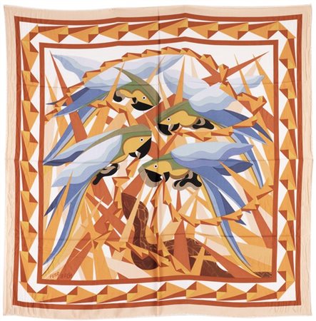 GIACOMO BALLA "Pappagalli e serpente" 
foulard in seta
cm 96x96
Edizione Galleri