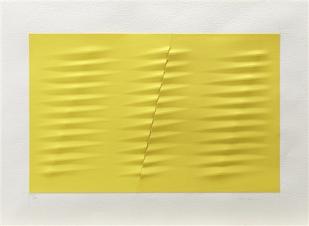 Agostino Bonalumi "Giallo" 
rilievo a secco e serigrafia
cm 55x75
firmata e nume