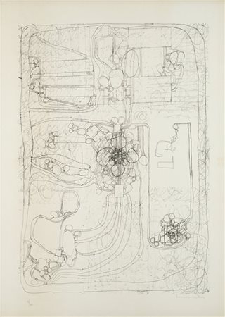 Hermann Nitsch "Plan einer unterirdischen Stadt" 
litografia
cm 83x59
firmata e