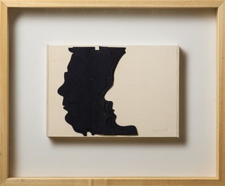 Mario Ceroli "I centocolori (nero)" 1972
multiplo - collage di feltro
cm 24,5x35