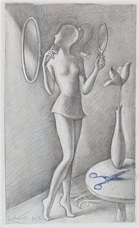 Mark Kostabi “Donna allo specchio” 2013