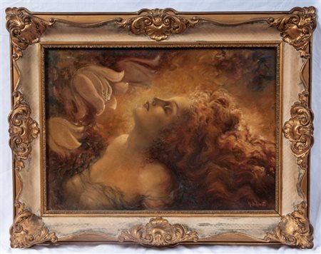  
Estasi ( ritratto di Rina Olmo ) metà XX secolo
Olio su tela 50 x 70 cm