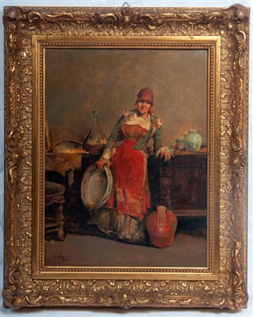  
Popolana con tamburello XX secolo
dipinto  ad olio su tela 40 x 30 cm