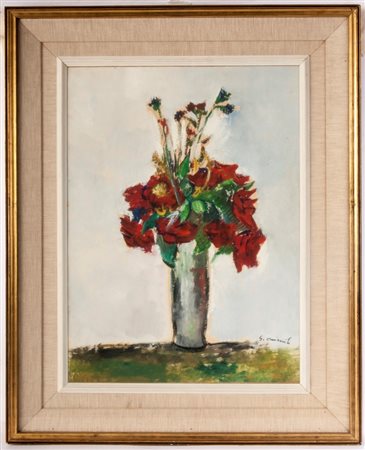 GIOVANNI OMICCIOLI (Roma, 1901 - 1975) 
Rose 
Olio su tela 52 x 39 cm