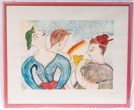 LUCA ALINARI (Firenze, 1943 - 2019) 
Tre figure, multiplo su carta 
 70 x 85 cm