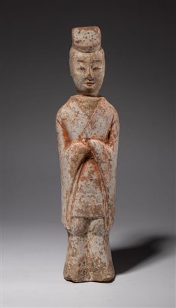  
Figurina in stile Tang in terracotta policroma. Cina, XX secolo 
 Altezza cm 26.5