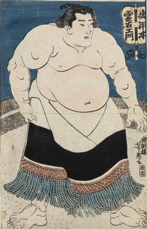 Utagawa YOSHIFUSA (1837 - 1860) 
Lottatore sumo 
 cm 37 x 24,7