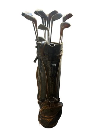 Set di mazze da golf d'epoca con sacca e ferri Walter Hagen