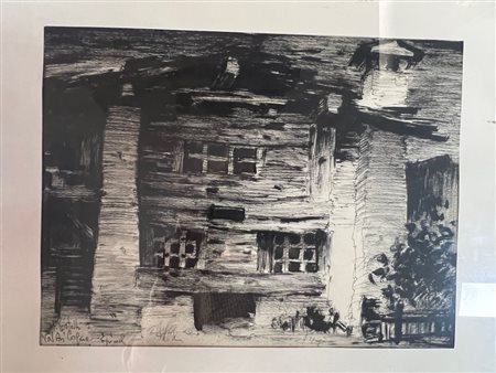Mario Cortella (1907-1991) - Epinel, Val di Cogne - Incisione