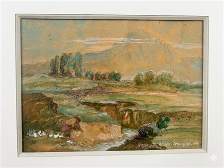 Gabriele Smargiassi (1801–1882), Paesaggio montano con torrente, acquerello e gouache, 1840  cm 40x30 circa