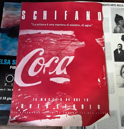 Collezione di numerose effimeri di mostre d'arte della galleria Over Studio di Torino incluso Mario Schifano