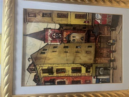 Gianfrancesco Gonzaga, Paesaggio Urbano, Grafica Originale su Tela, Edizione 124/250, 2004 cm 70x50