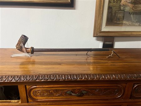 Grande pippa da tabacco stile Churchwarden in legno con fornello intagliato