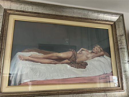 Silvio Brunetto dipinto raffigurante , Nudo femminile disteso, olio su tela, meta del XX secolo