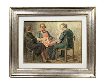 Angelo Bonfanti, Scena di Genere con Tre Donne, Olio su Tela 70x50
