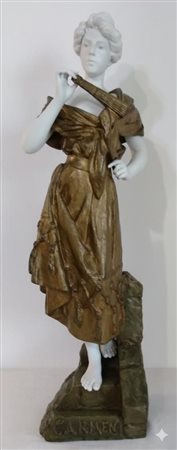Emmanuel Villanis, Carmen, scultura in metallo e biscuit cm 75