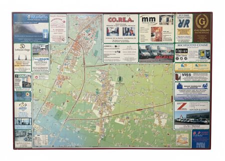Street Art & Commerce: Grande Pannello Cartografico Vintage da Parete cm 110x100