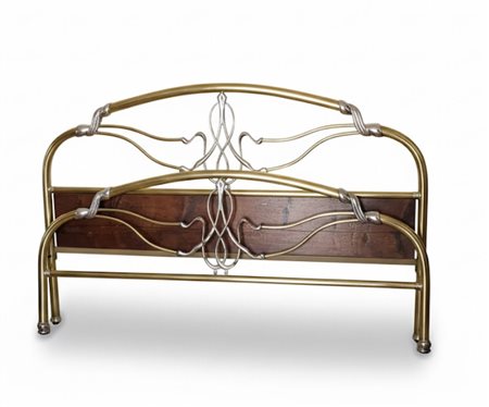 Testata da Letto in Ottone e Metallo Cromato – Stile Liberty
