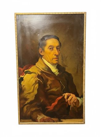 Dipinto Olio su tela raffigurante autoritratto d'artista