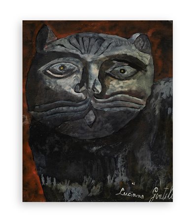 FRANCO GENTILINI (1909-1981) - Gatto per Luciana su fondo rosso, 1976