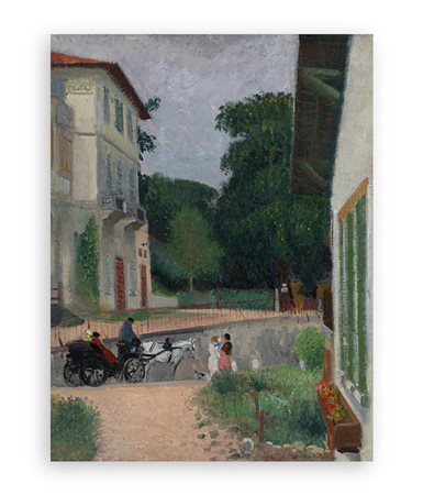 UGO VITTORE BARTOLINI (1906-1975) - La carrozzella. Paese (Una strada di Toscana), 1946