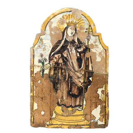 La Beata Lucia da Caltagirone, Placca votiva in Maiolica di Caltagirone , 1886