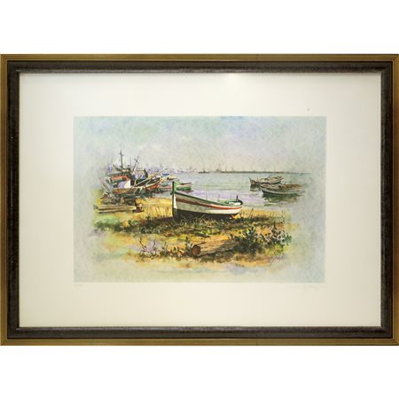 Antonio Occhipinti - Barche sulla riva, 20° secolo