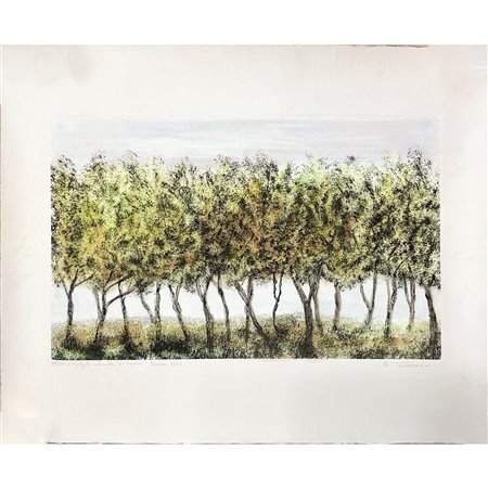 Carmelo Tommasini (Reggio Calabria 1927 - Carbognano 2014)  - Paesaggio con alberi, 1980