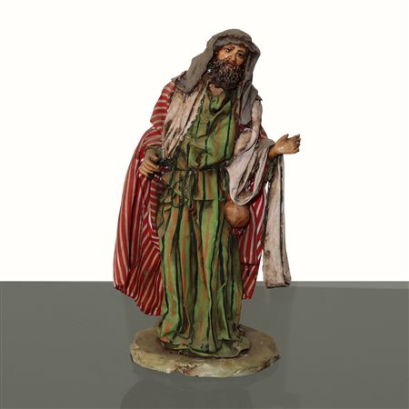 SCULTURA IN TERRACOTTA Di Caltagirone : pastore presepiale,  20° secolo